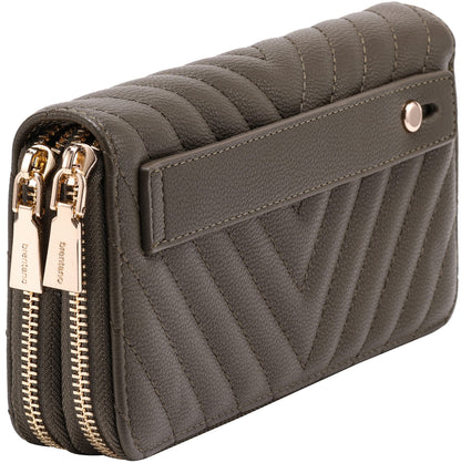 HOTB BRENTANO Vegan Leather Double Zipper Pocket Wallet with Grip Hand Strap (BLUE GLITTER)