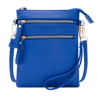 HOTSolene Small Crossbody Bag for Women, Multi Zip Pockets with Detachable Wristlet, Lightweight Travel Purse, Cell Phone Pouch