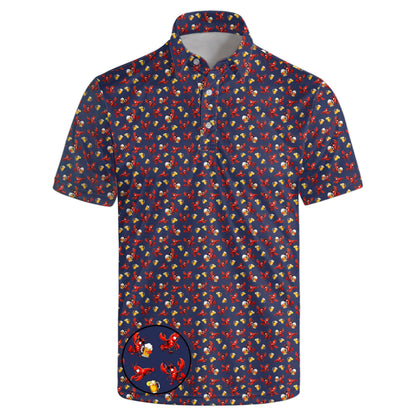 HOTGolf Polo Shirts for Men Funny Print Quick Dry Short Sleeve Performance Golf Shirts Moisture Wicking Polo Shirts