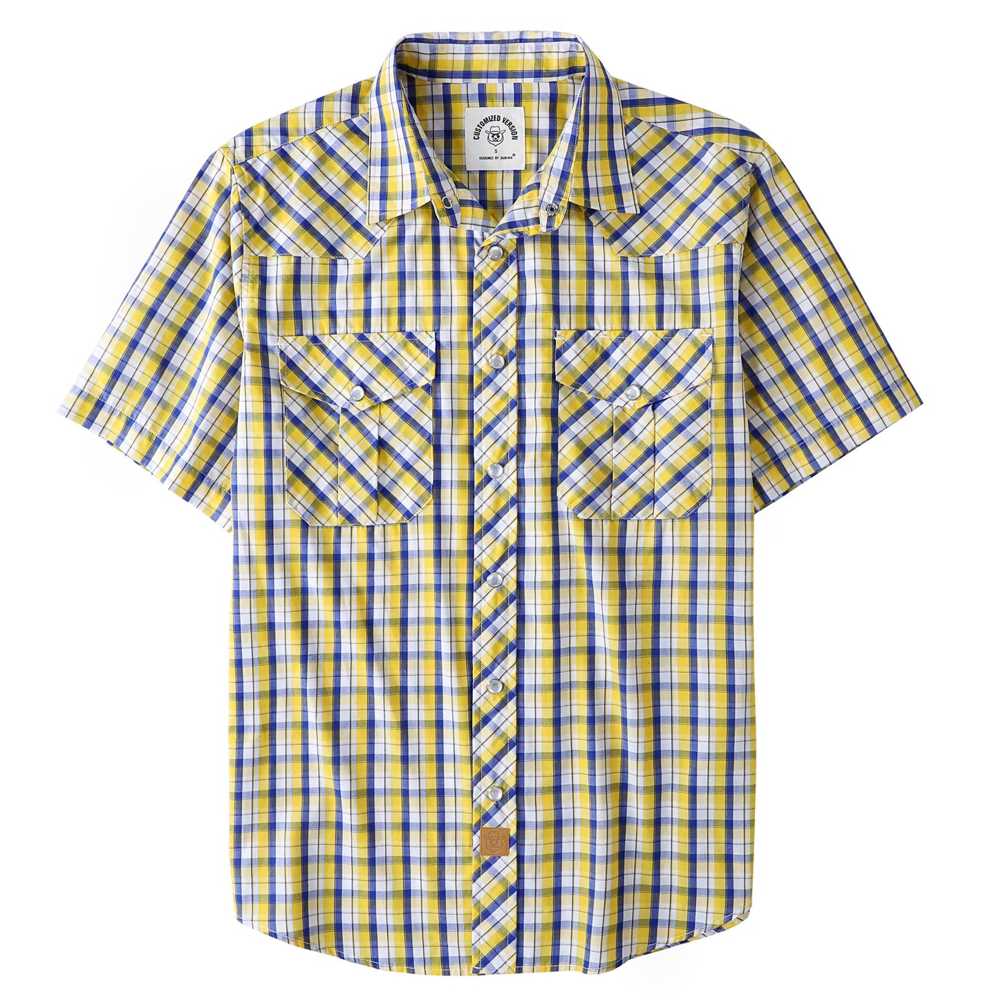 HOTDubinik® Western Shirts for Men Short Sleeve Plaid Pearl Snap Shirts for Men Button Up Shirt Cowboy Casual Work Shirt