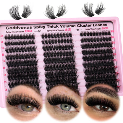 HOTGoddvenus Lash Clusters Kit Wispy Eyelash Clusters Lashes Natural DIY Lash Extension Kit 10-16mm Cluster Eyelash Extensions Kit 300pcs C Curl Individual Lashes Cluster Eyelash (No Tweezers)