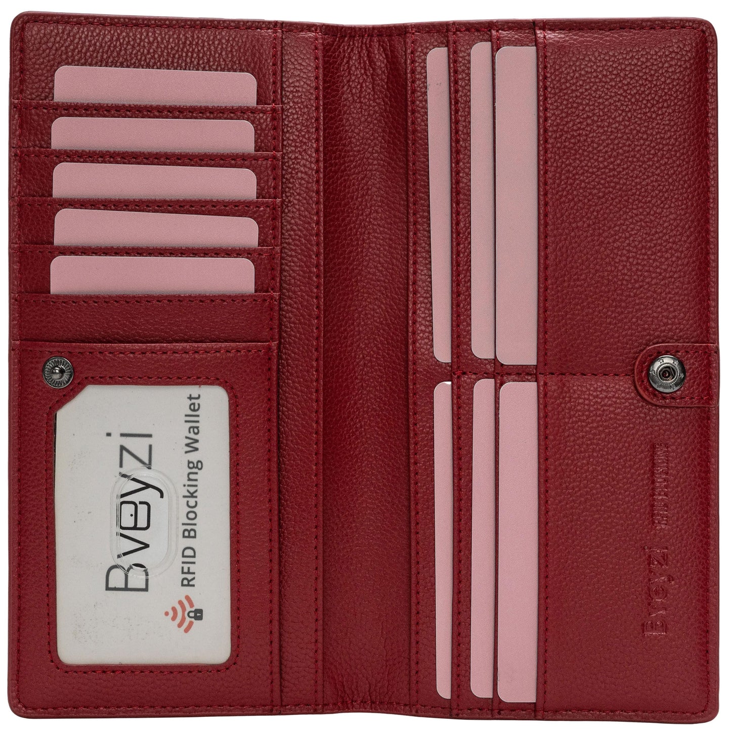 HOTBveyzi Ultra Slim Thin Leather RFID Blocking Credit Card Holder Bifold Clutch Wallets for Women