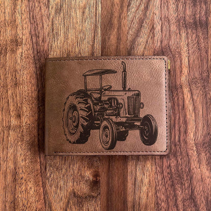 HOTFarm Tractor Engraved Wallet: For the Farmer at Heart - Ideal for Dad, Uncle, Grandfather on Birthday, Father's Day, Christmas