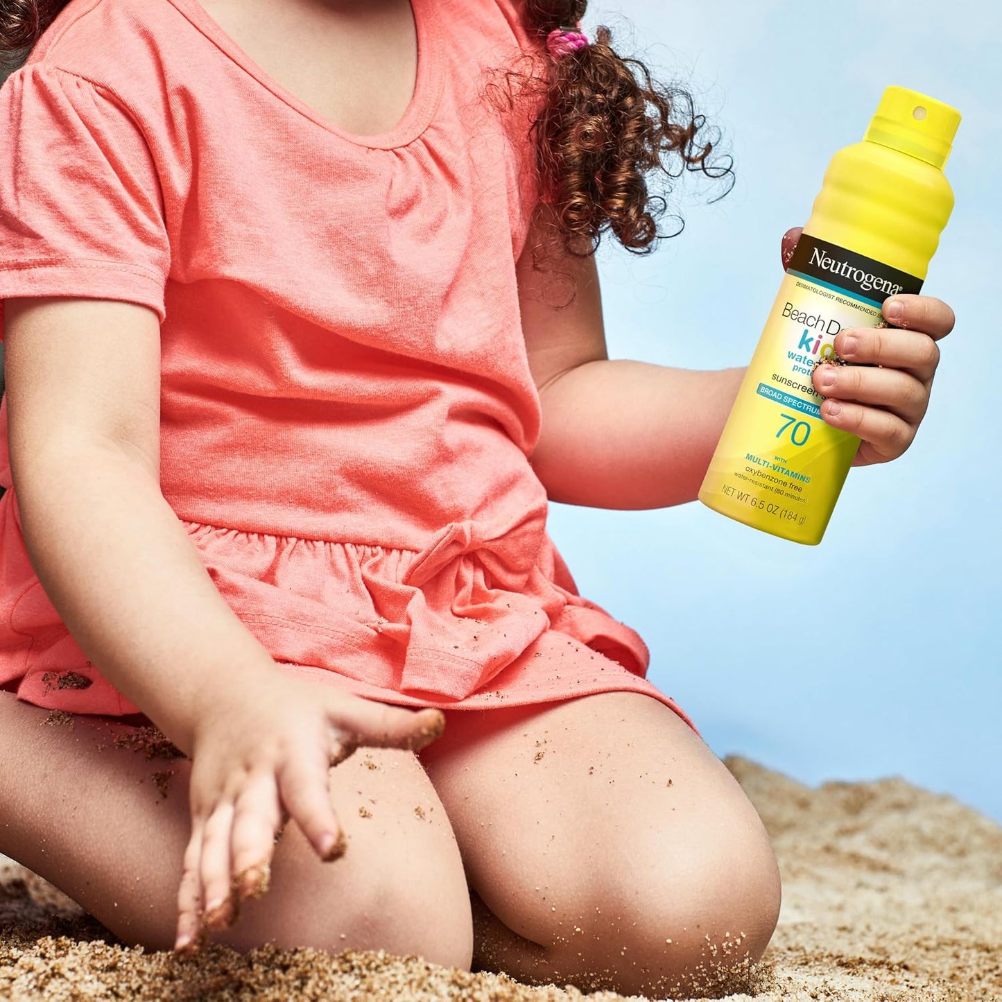 HOTNeutrogena Beach Defense Kids Sunscreen Spray SPF 70, Water-Resistant Spray Sunscreen, Broad Spectrum Protection, Oxybenzone-Free & Fast-Drying, Beach Vacation Essential, 6.5 oz, Pack of 2