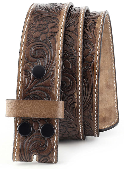 HOTF&L CLASSIC Western Belt without buckle for men – Full Grain Leather Cowboy Belts for jeans - One Piece Leather strap belt