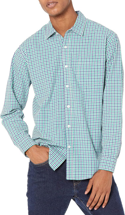 HOTAmazon Essentials Men's Regular-Fit Long-Sleeve Casual Poplin Shirt, Button Front, Business Casual, Collared