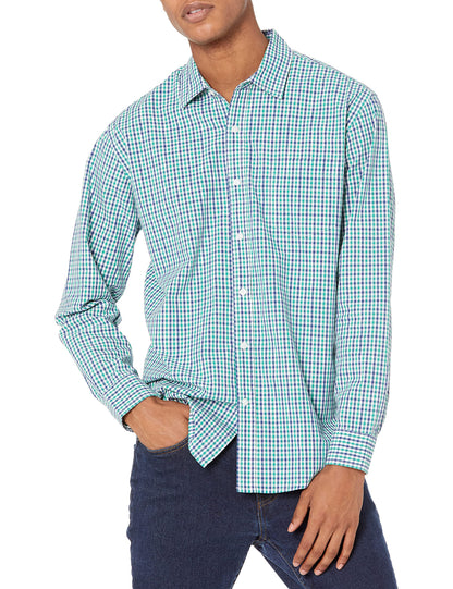 HOTAmazon Essentials Men's Regular-Fit Long-Sleeve Casual Poplin Shirt, Button Front, Business Casual, Collared