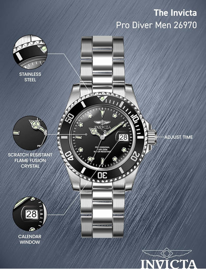 HOTInvicta Men's Pro Diver Quartz Watch with Stainless Steel Strap