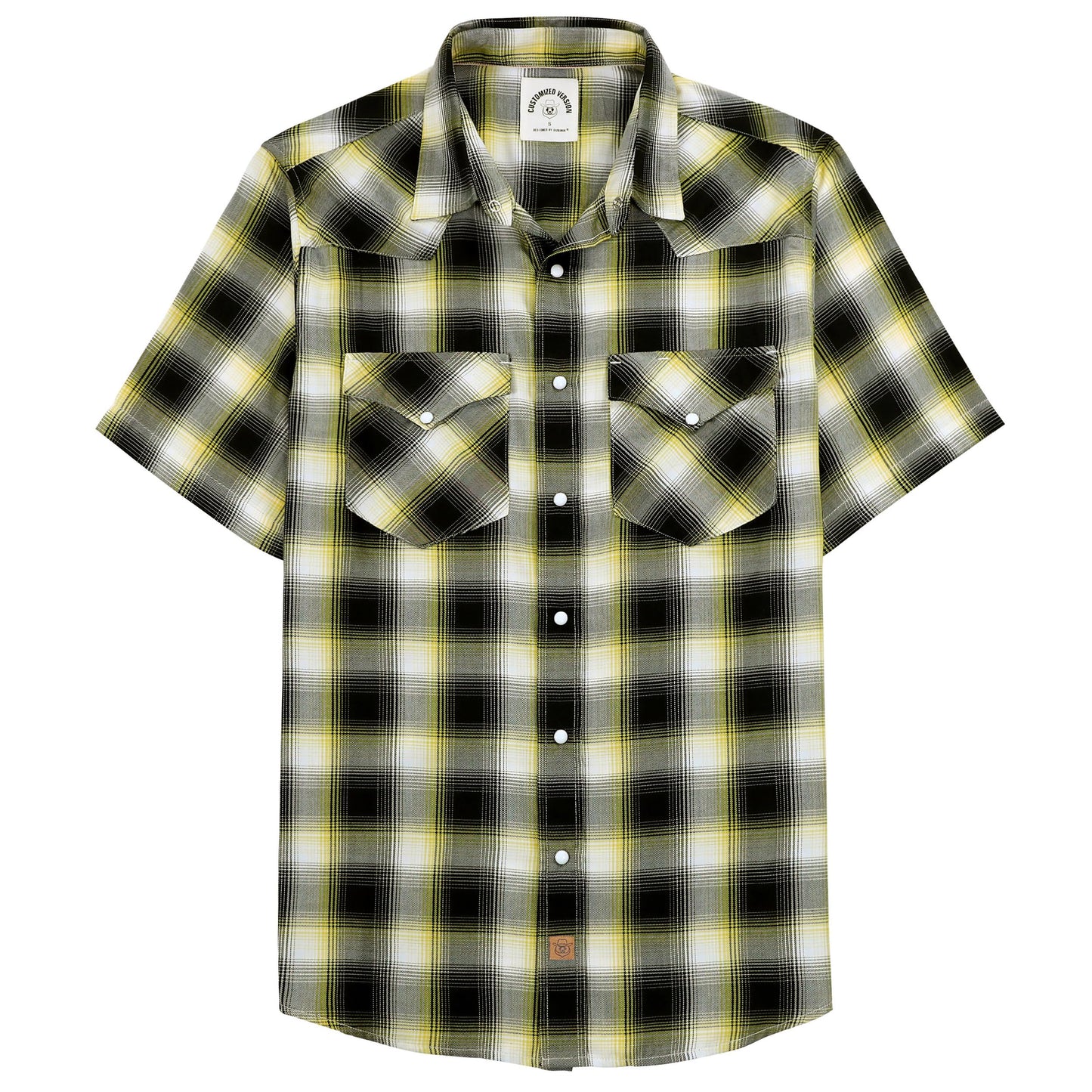 HOTDubinik® Viscose Made from Bamboo Mens Short Sleeve Shirts Plaid Shirt Western Cowboy Pearl Snap Casual Plaid Shirts for Men
