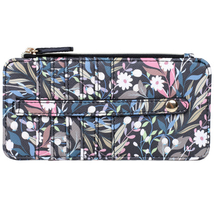 HOTJulia Buxton Vegan Leather Thin Card Case for Women with RFID Blocking, Compact Wallet with 6 Card Slots, ID Window & Zipper Pocket, Ideal Gift, Classic Sage