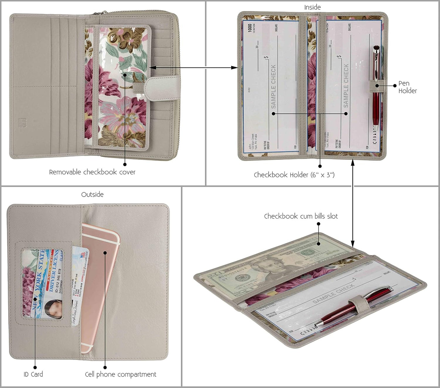 HOTBig Fat RFID Blocking Leather Organizer Checkbook Wallets For Women - Clutch