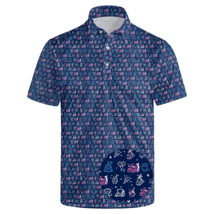 HOTGolf Polo Shirts for Men Funny Print Quick Dry Short Sleeve Performance Golf Shirts Moisture Wicking Polo Shirts