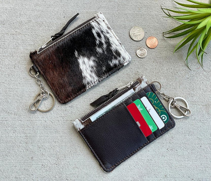 HOTChic Cowhide Keychain Wallet with Credit Card Holder, Coin Purse - Ideal Gifts for Her