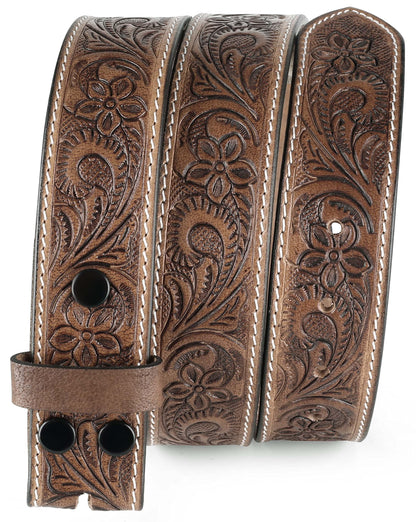 HOTF&L CLASSIC Western Belt without buckle for men – Full Grain Leather Cowboy Belts for jeans - One Piece Leather strap belt