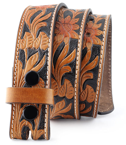 HOTF&L CLASSIC Western Belt without buckle for men – Full Grain Leather Cowboy Belts for jeans - One Piece Leather strap belt