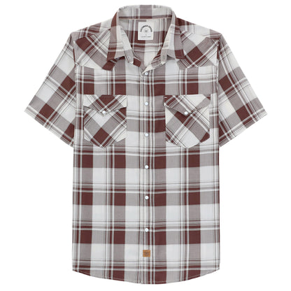 HOTDubinik® Viscose Made from Bamboo Mens Short Sleeve Shirts Plaid Shirt Western Cowboy Pearl Snap Casual Plaid Shirts for Men