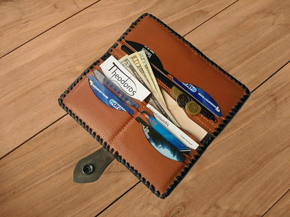 HOTMen's 3D Genuine Leather Wallet, Long wallet, Biker wallet, Hand-Carved, Hand-Painted, Leather Carving, Custom wallet, Personalized wallet, Samurai, Katana, Shogun, Japan Emperor, Skull, Skeleton