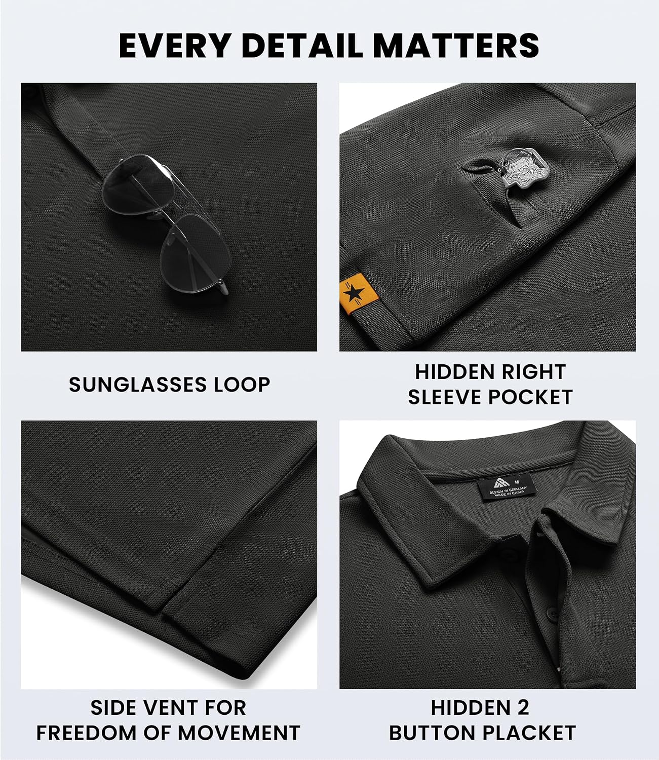 HOTV VALANCH Mens Polo Shirts Short Sleeve Moisture Wicking Golf Polo Athletic Collared Shirt Tennis T-Shirt Tops