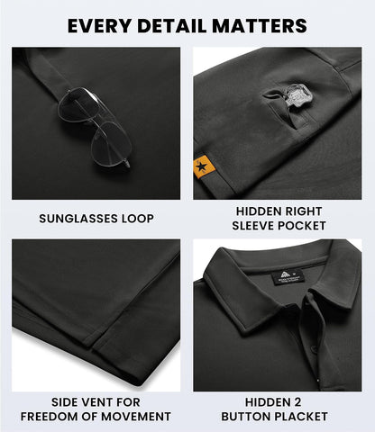 HOTV VALANCH Mens Polo Shirts Short Sleeve Moisture Wicking Golf Polo Athletic Collared Shirt Tennis T-Shirt Tops