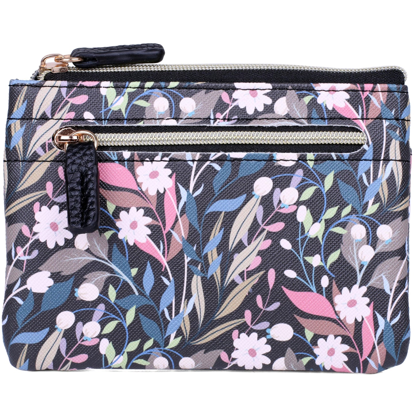 HOTJulia Buxton Vegan Leather Wallet with Zipper, ID Windows, RFID Blocking, Card Slots & Key Ring, Compact Coin & Card Holder Case, Gift Idea, True Blue