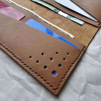 HOTHandmade Bifold Long Slim leather Wallets for women