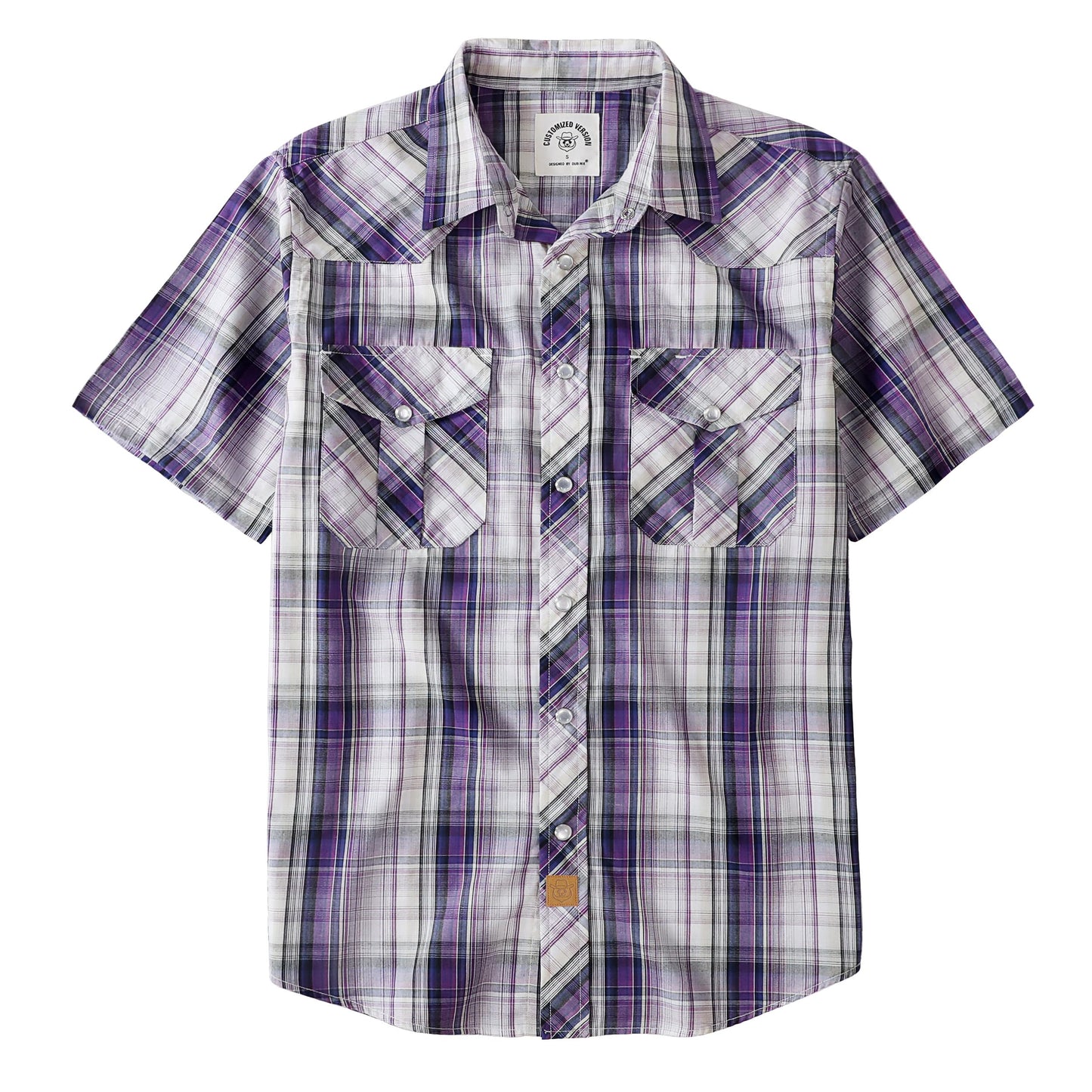 HOTDubinik® Western Shirts for Men Short Sleeve Plaid Pearl Snap Shirts for Men Button Up Shirt Cowboy Casual Work Shirt