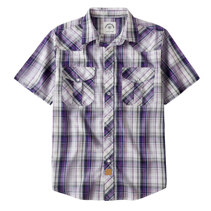 HOTDubinik® Western Shirts for Men Short Sleeve Plaid Pearl Snap Shirts for Men Button Up Shirt Cowboy Casual Work Shirt