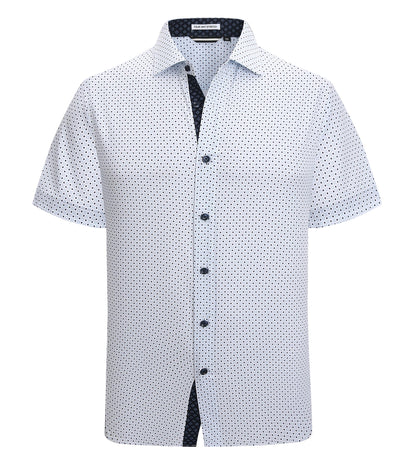 HOTAlex Vando Mens Printed Dress Shirts Easy Care Button Down Shirt | Four-way flexible weave, Inner collar & cuff contrast, Anti-wrinkle texture, Lightweight, Great present for male relatives