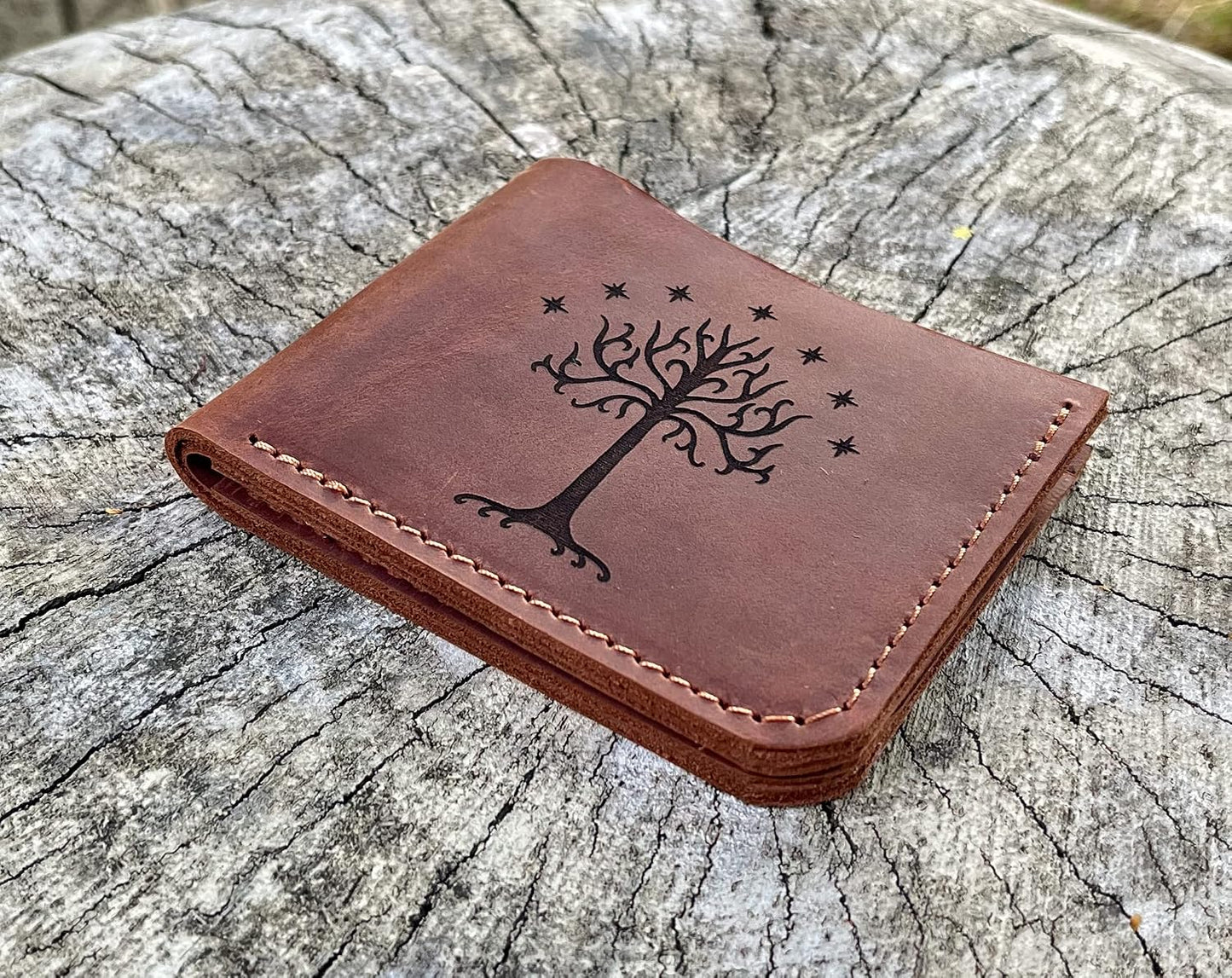 HOTWhite Tree Wallet, Gift for Him, Mens Wallet, Handmade Leather Wallet, Mens Gift For Father, Husband Gift, Boyfriend Gift k32