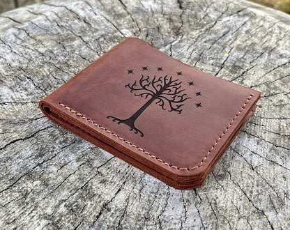 HOTWhite Tree Wallet, Gift for Him, Mens Wallet, Handmade Leather Wallet, Mens Gift For Father, Husband Gift, Boyfriend Gift k32