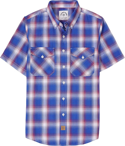 HOTDubinik® Mens Short Sleeve Button Down Two Pockets Soft Vintage Regular Fit Vintage Fishing Casual Shirts