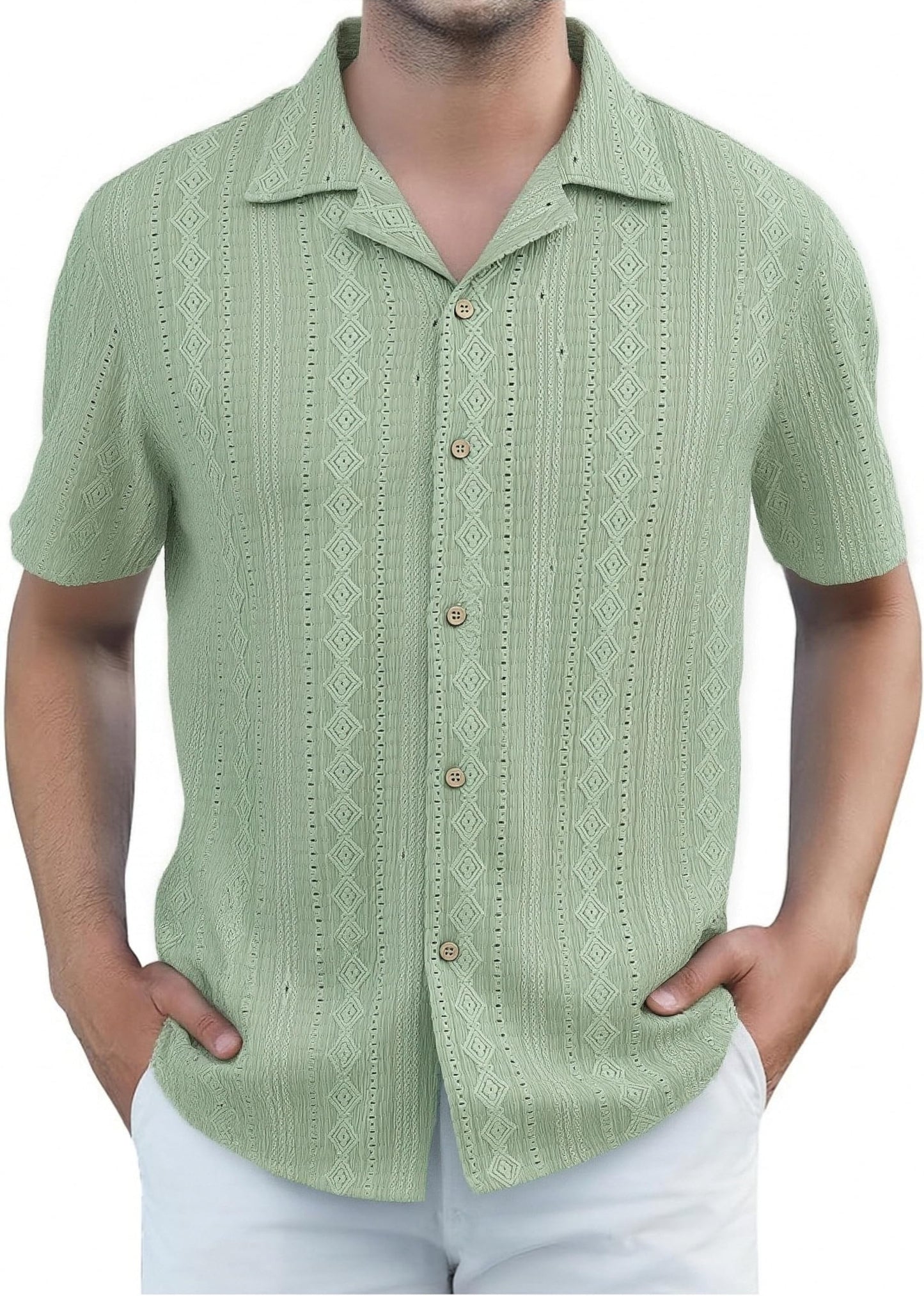 HOTDamipow Mens Casual Button Down Shirts Short Sleeve Fashion Vacation Beach Shirts