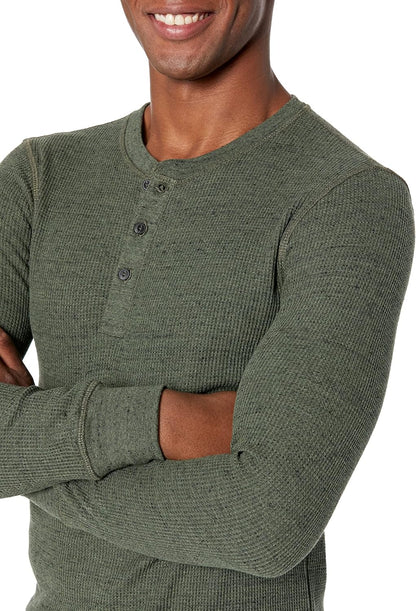 HOTAmazon Essentials Men's Long Sleeve Waffle Henley Shirt