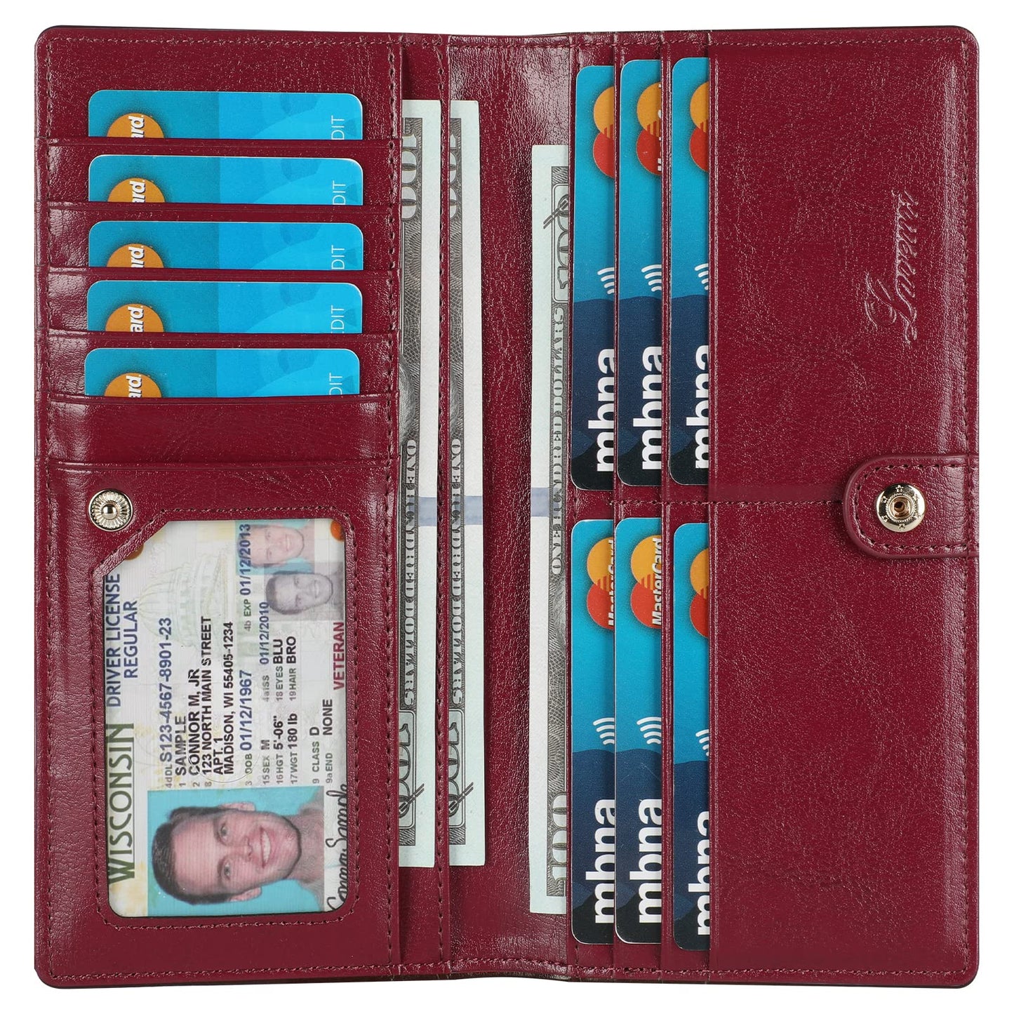 HOTLavemi Ultra Slim Thin Leather Women Wallet RFID Blocking Credit Card Holder Bifold Long Ladies Billfold
