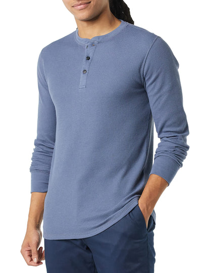 HOTAmazon Essentials Men's Long Sleeve Waffle Henley Shirt