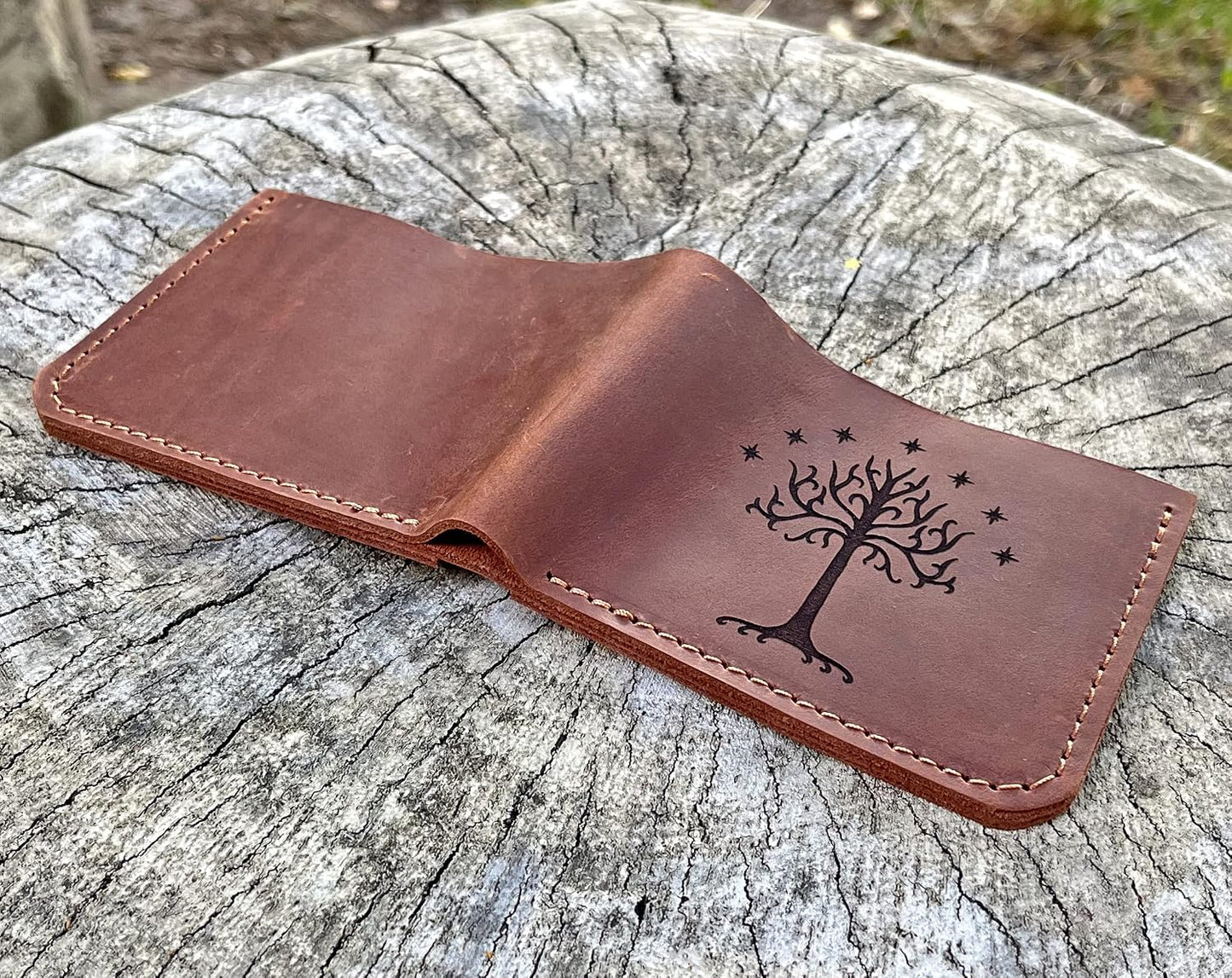 HOTWhite Tree Wallet, Gift for Him, Mens Wallet, Handmade Leather Wallet, Mens Gift For Father, Husband Gift, Boyfriend Gift k32