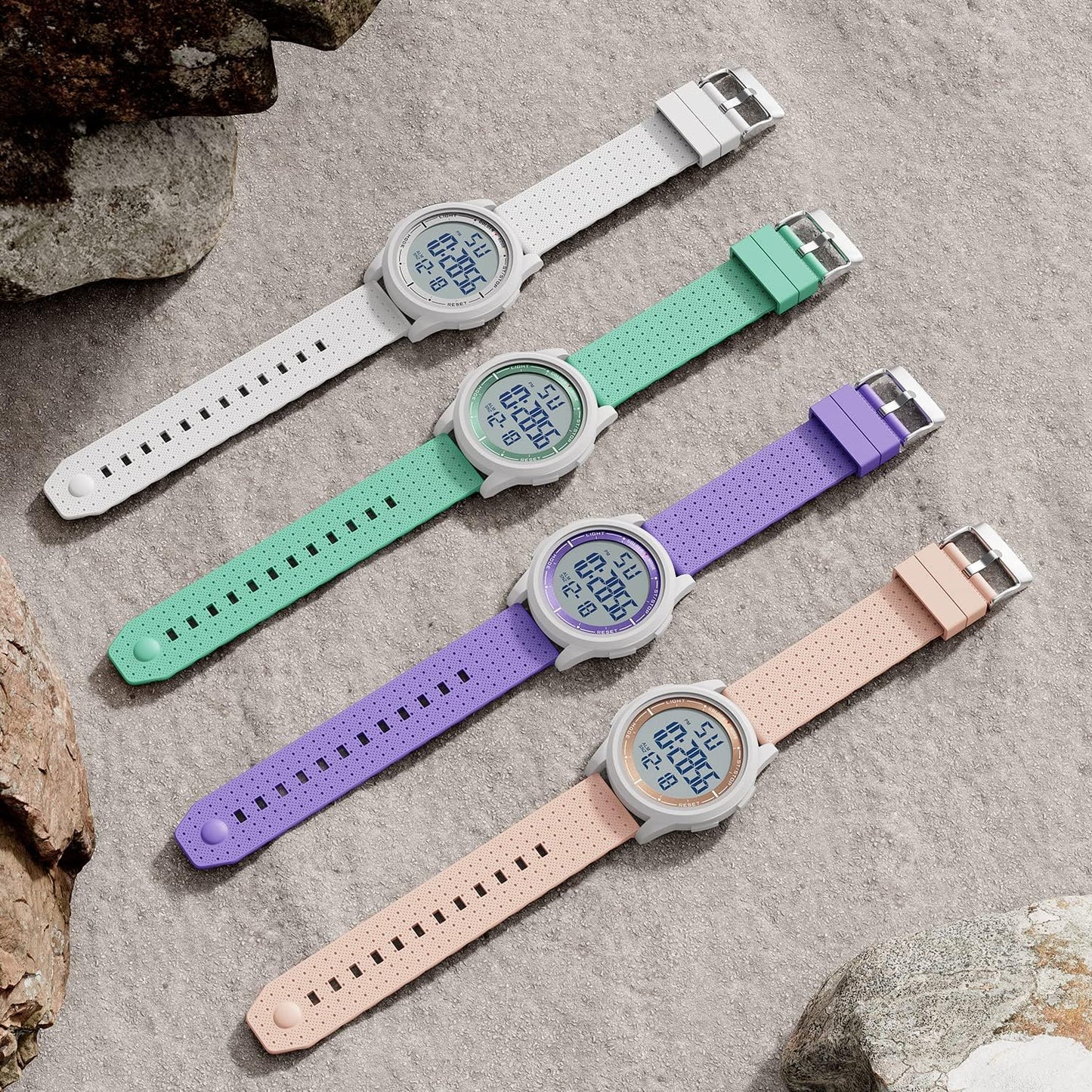HOTGOLDEN HOUR Ultra-Thin Minimalist Sports Waterproof Digital Watches Men with Wide-Angle Display Rubber Strap Wrist Watch for Men Women