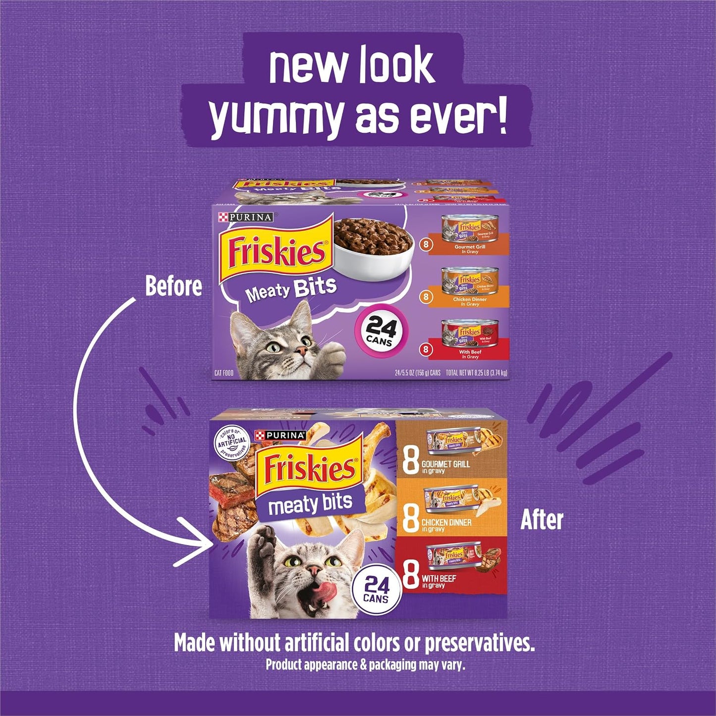 HOTPurina Friskies Gravy Wet Cat Food Variety Pack, Meaty Bits - (Pack of 24) 5.5 oz. Cans