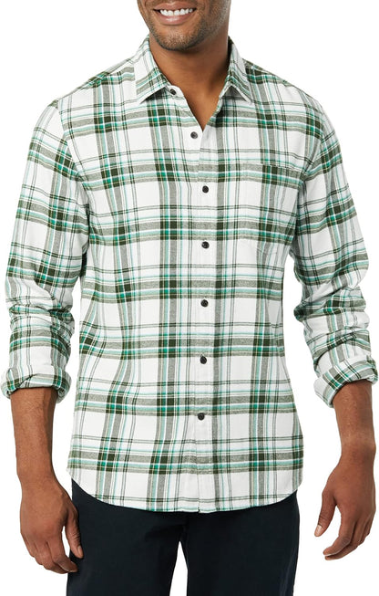 HOTAmazon Essentials Men's Slim-Fit Flannel Shirt, Long Sleeve Button Down Plaid