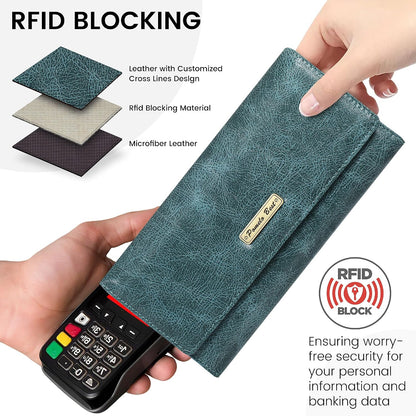 HOTPomelo Best Wallet Women RFID Blocking Trifold Credit Card Holder Slim Womens Wallet with Zipper Coin Pocket ID Window Green