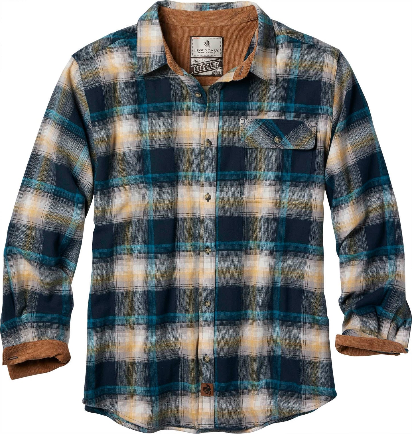HOTLegendary Whitetails Mens Long Sleeve Button Down 100% Cotton Flannel Shirt