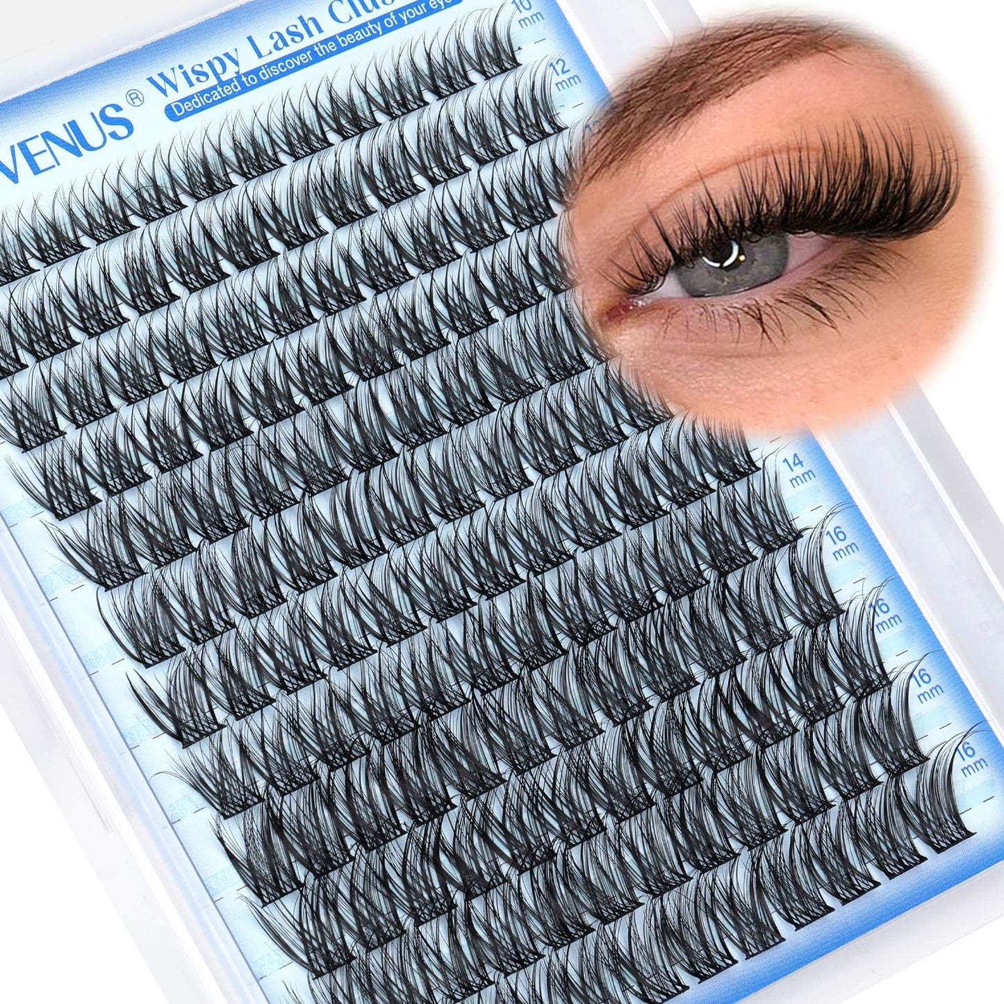 HOTGoddvenus Lash Clusters Kit Wispy Eyelash Clusters Lashes Natural DIY Lash Extension Kit 10-16mm Cluster Eyelash Extensions Kit 300pcs C Curl Individual Lashes Cluster Eyelash (No Tweezers)