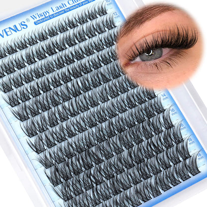 HOTGoddvenus Lash Clusters Kit Wispy Eyelash Clusters Lashes Natural DIY Lash Extension Kit 10-16mm Cluster Eyelash Extensions Kit 300pcs C Curl Individual Lashes Cluster Eyelash (No Tweezers)