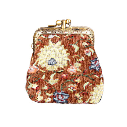 HOTCarpet Bag Double Kiss Clasp Coin Purse Pouch,Vintage Change Wallet Card Holder