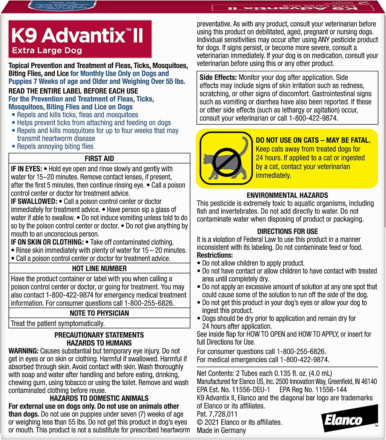 HOTK9 Advantix II XL Dog Vet-Recommended Flea, Tick & Mosquito Treatment & Prevention | Dogs Over 55 lbs. | 2-Mo Supply