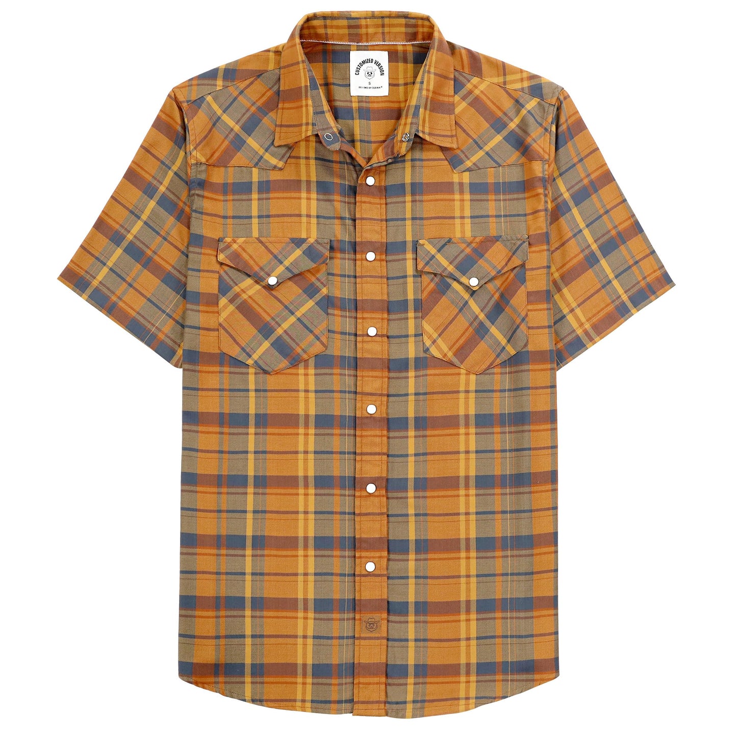HOTDubinik® Viscose Made from Bamboo Mens Short Sleeve Shirts Plaid Shirt Western Cowboy Pearl Snap Casual Plaid Shirts for Men