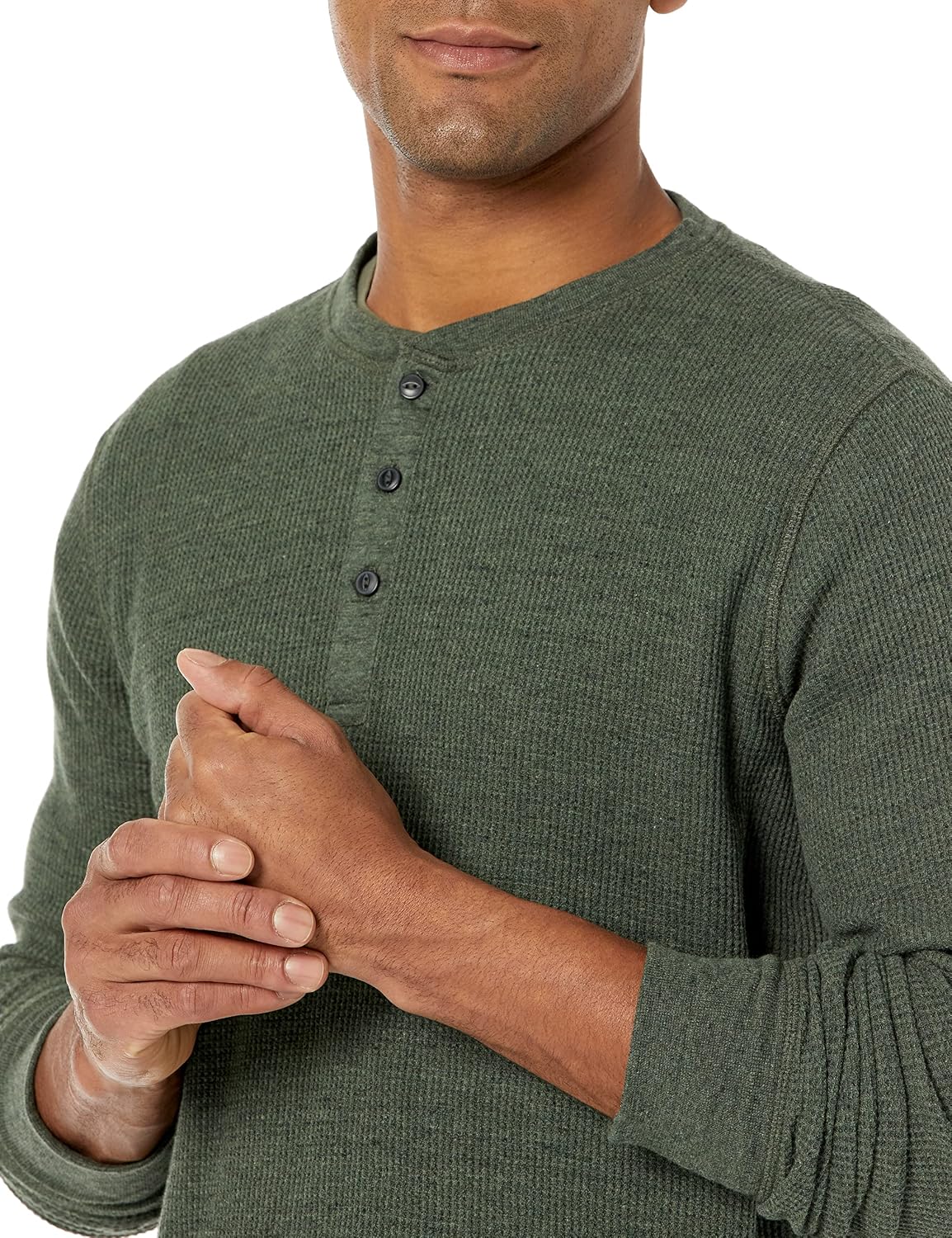 HOTAmazon Essentials Men's Long Sleeve Waffle Henley Shirt