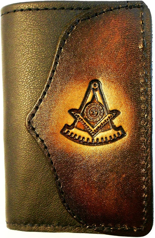 HOTHandcrafted Leather Trifold Wallet Past Master Masonic Mason