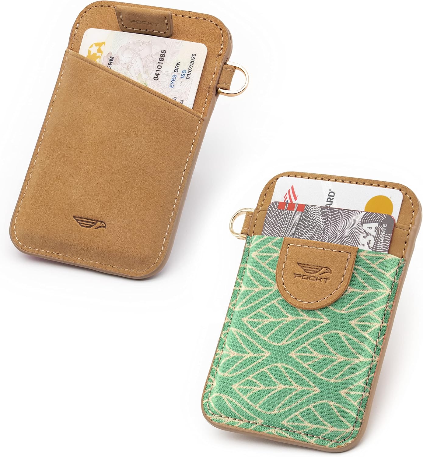 HOTPOCKT Slim Card Holder Wallet + Neck Lanyard for Keys Bundle for Women | Leaves
