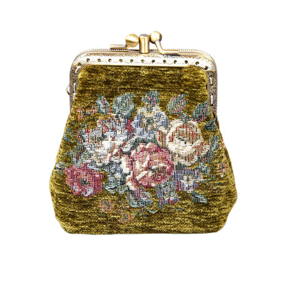 HOTCarpet Bag Double Kiss Clasp Coin Purse Pouch,Vintage Change Wallet Card Holder
